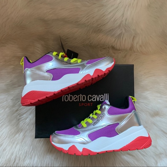 Roberto Cavalli Shoes - New! ROBERTO CAVALLI Metallic Platform Sneakers